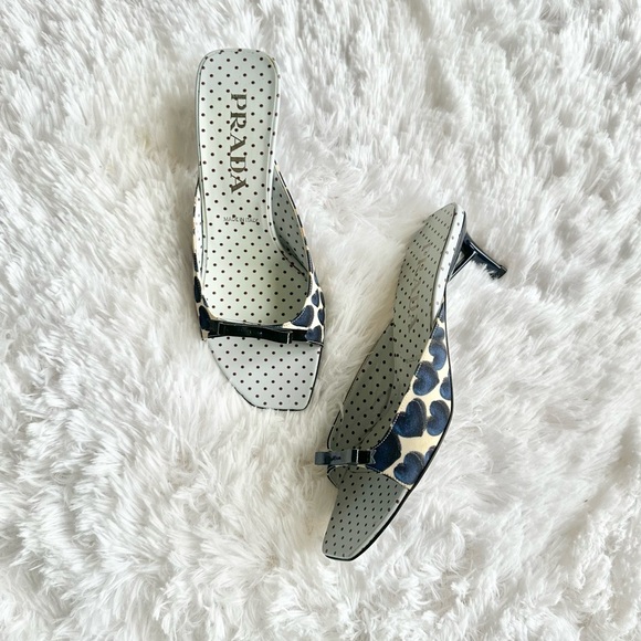 Prada Shoes - Vintage Prada SS200 Polka Dot Heart Kitten Heels
